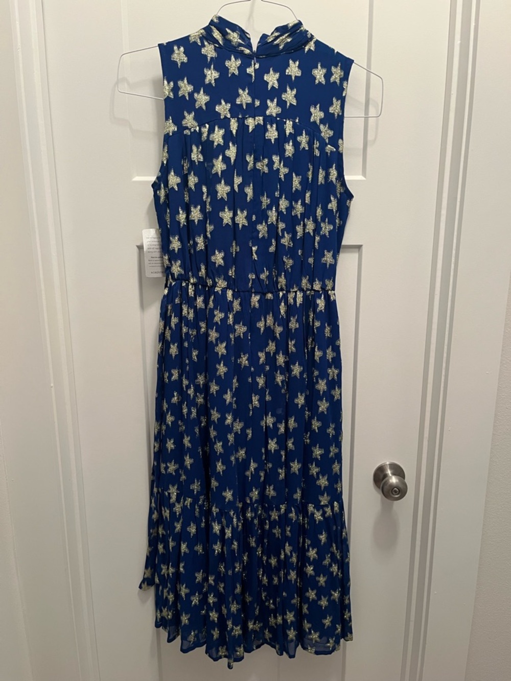 NWT Ciebon Sleeveless Blue Maxi Dress with Gold Star Print- Small-